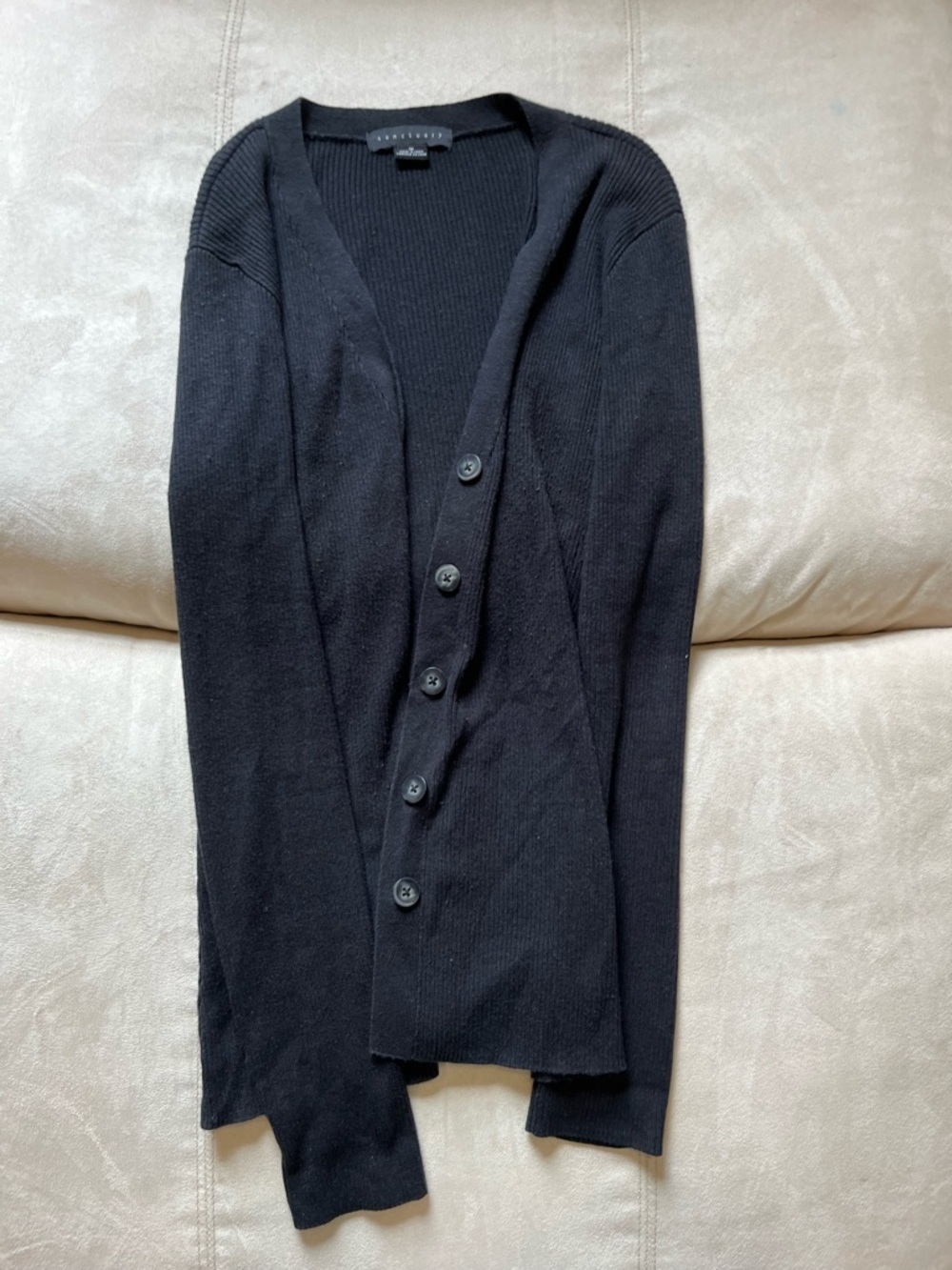 Sanctuary Black Ribbed V-Neck Cardigan